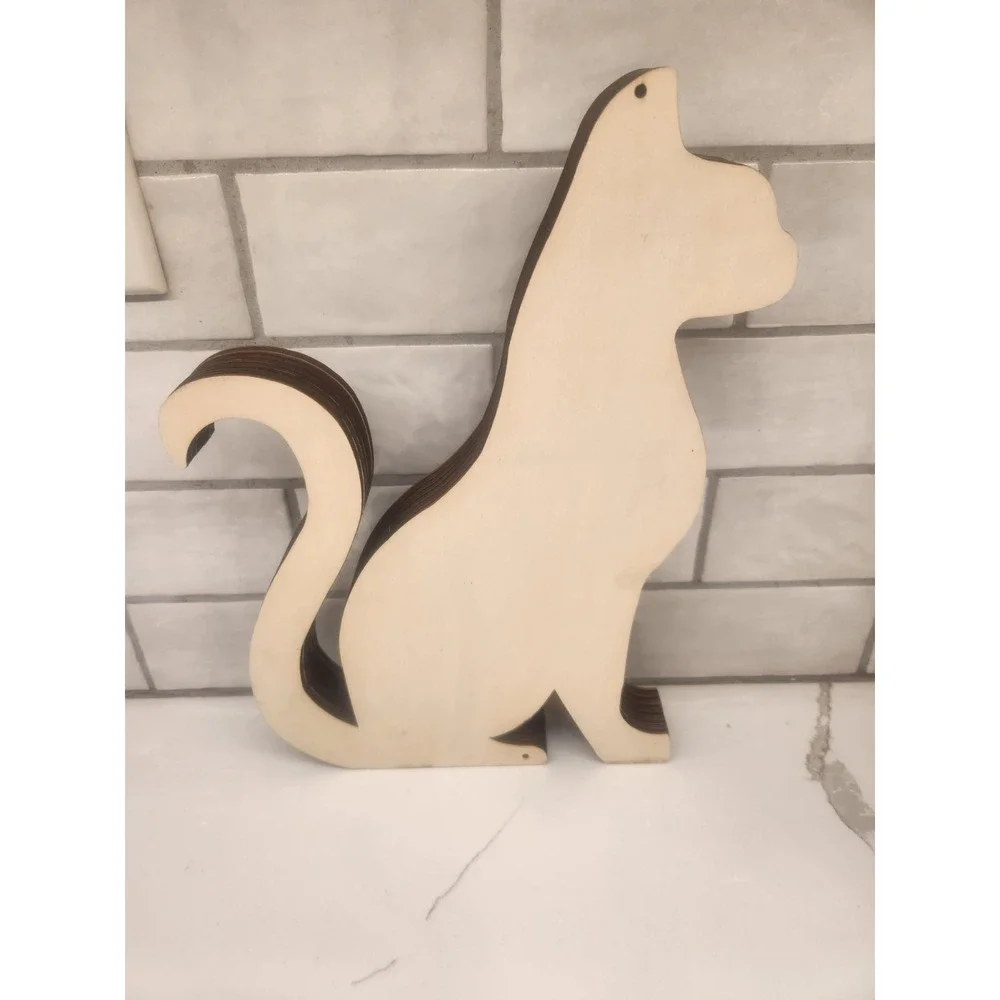 Black Sitting Cat Shaped Shadow Box Or Trinket Shelf Table Top Display Shelf
